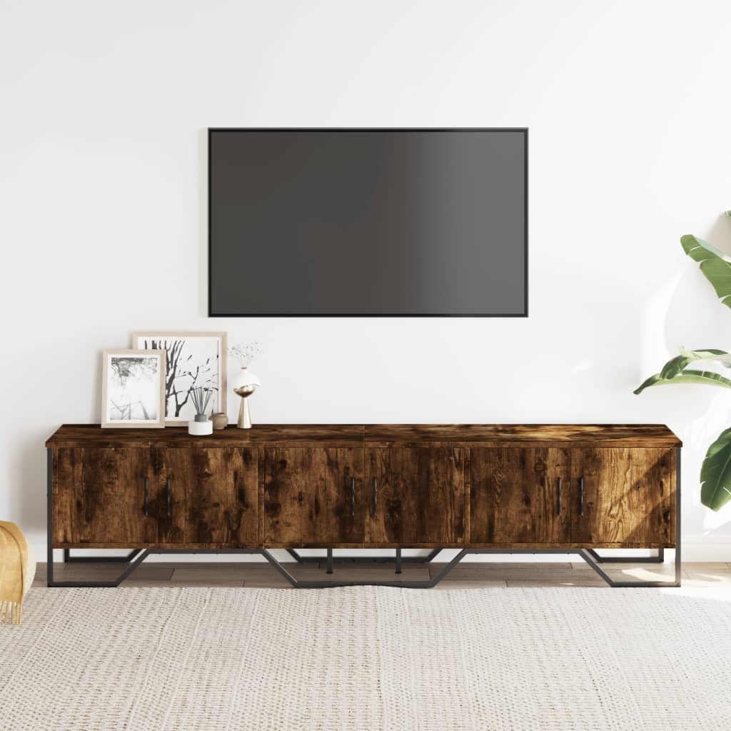 Meuble TV chêne fumé 180x34x41 cm matériau bois