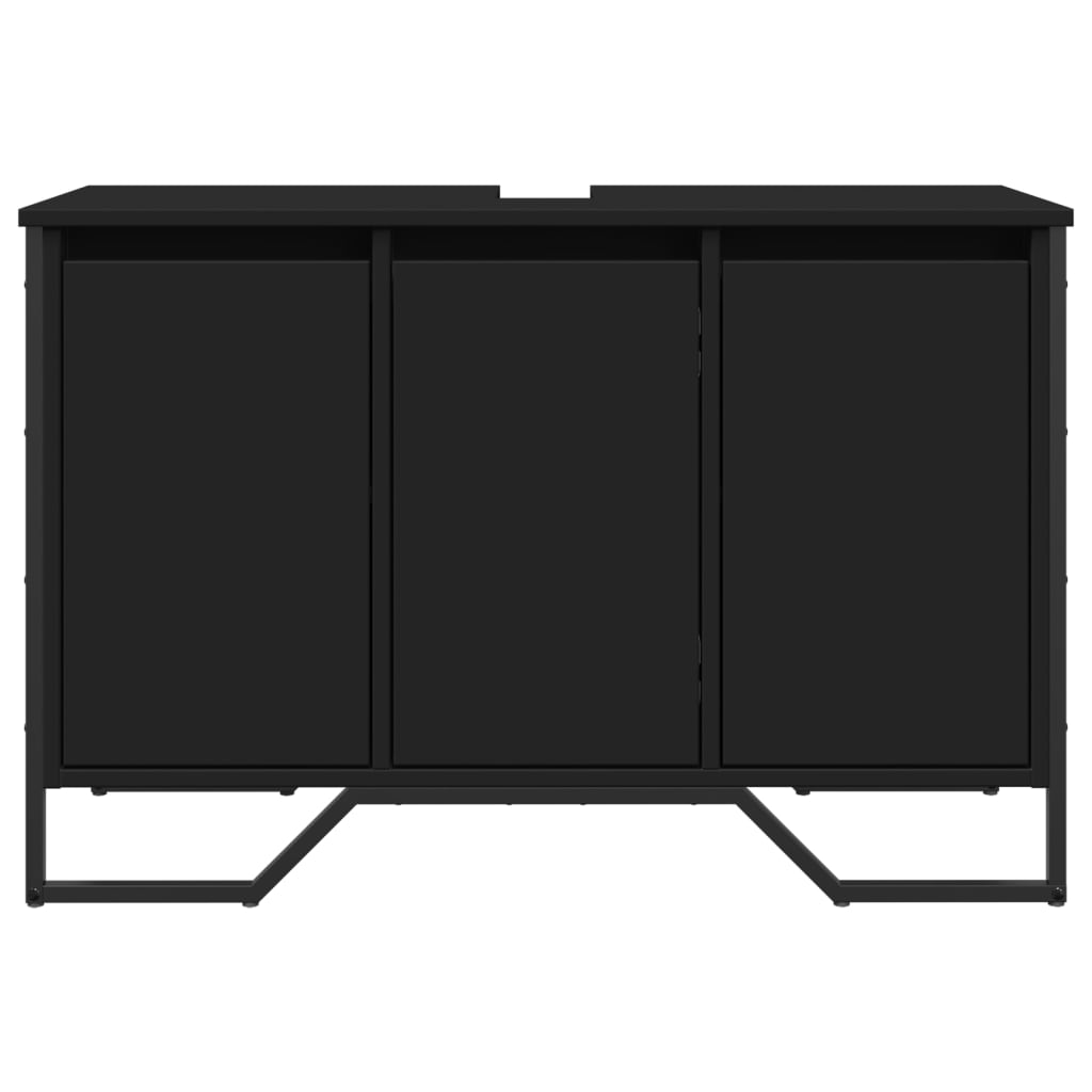 Washbasin Cabinet Black 91x35x60 cm Wood Material
