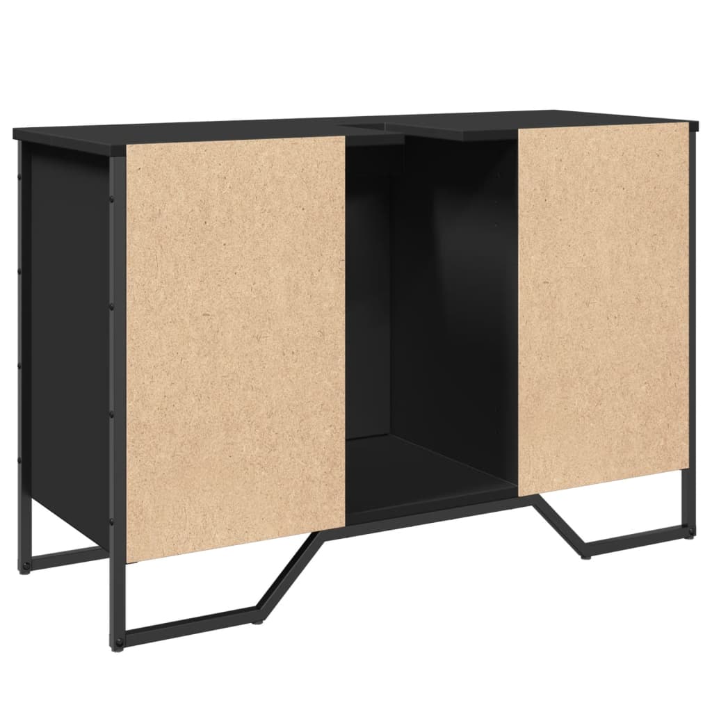 Washbasin Cabinet Black 91x35x60 cm Wood Material