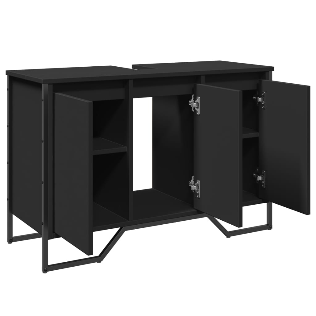 Washbasin Cabinet Black 91x35x60 cm Wood Material