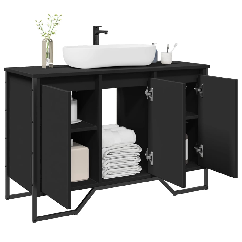 Washbasin Cabinet Black 91x35x60 cm Wood Material