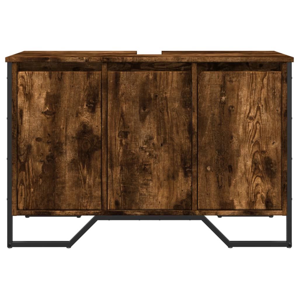 Washbasin base cabinet smoked oak 91x35x60 cm wood material