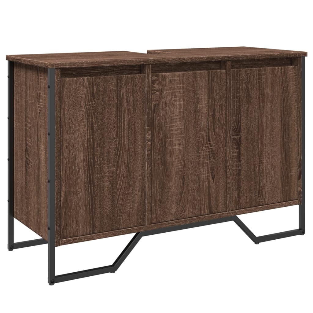 Meuble vasque aspect chêne marron 91x35x60 cm