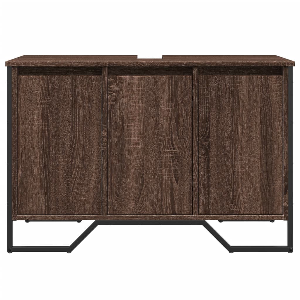 Meuble vasque aspect chêne marron 91x35x60 cm