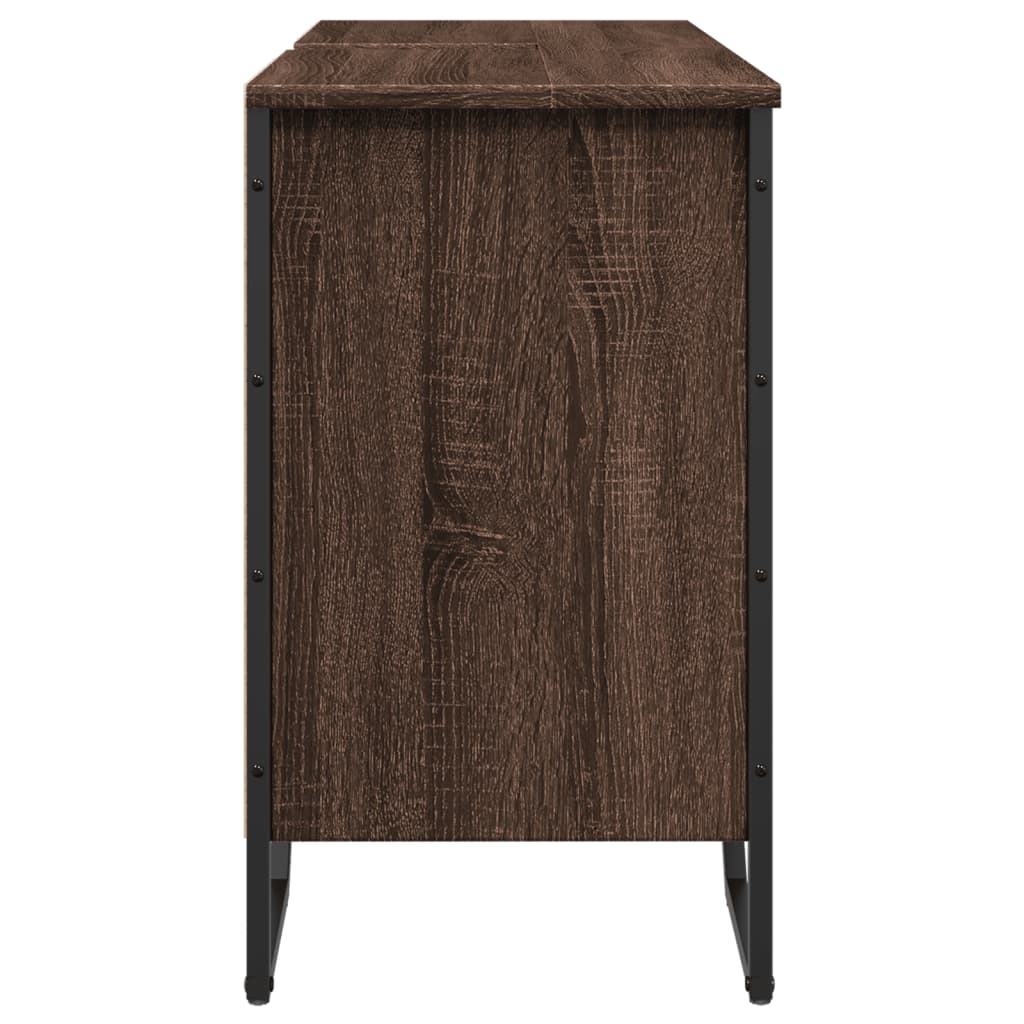 Meuble vasque aspect chêne marron 91x35x60 cm