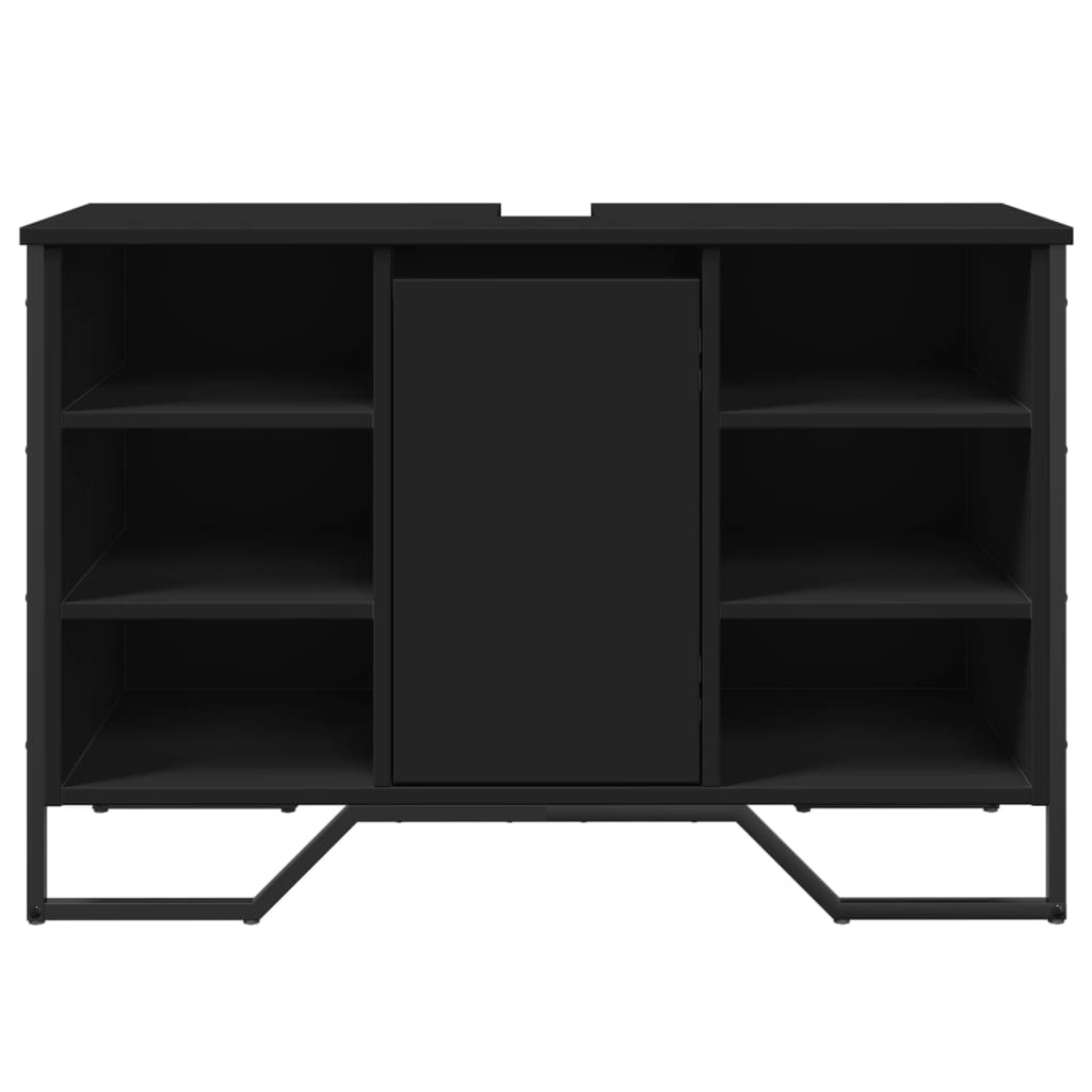 Washbasin Cabinet Black 91x35x60 cm Wood Material