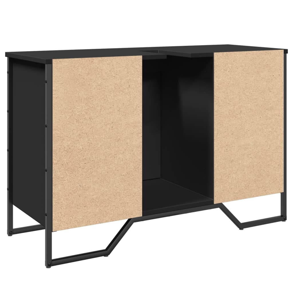 Washbasin Cabinet Black 91x35x60 cm Wood Material