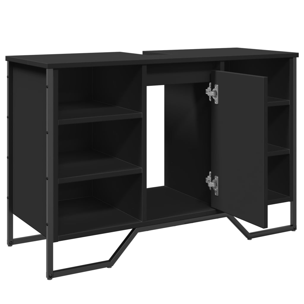 Washbasin Cabinet Black 91x35x60 cm Wood Material
