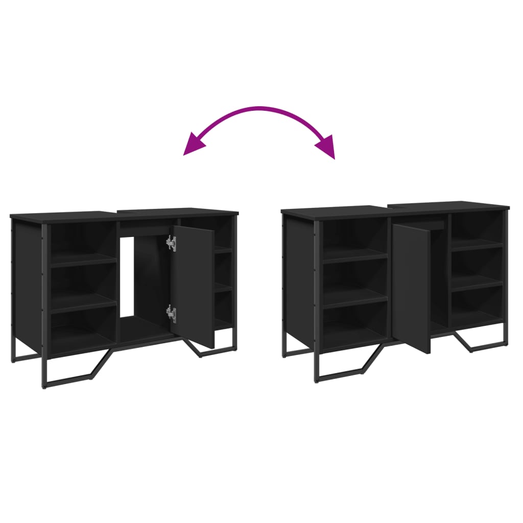 Washbasin Cabinet Black 91x35x60 cm Wood Material