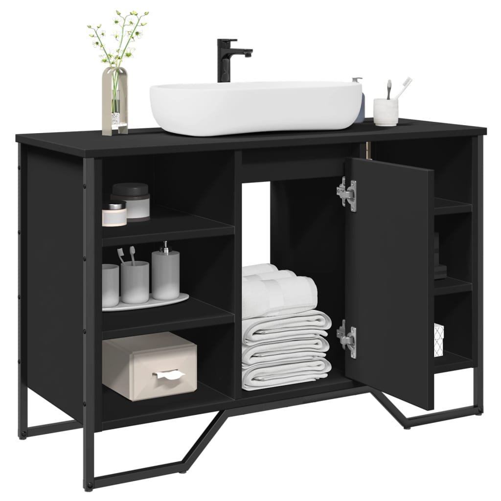 Washbasin Cabinet Black 91x35x60 cm Wood Material