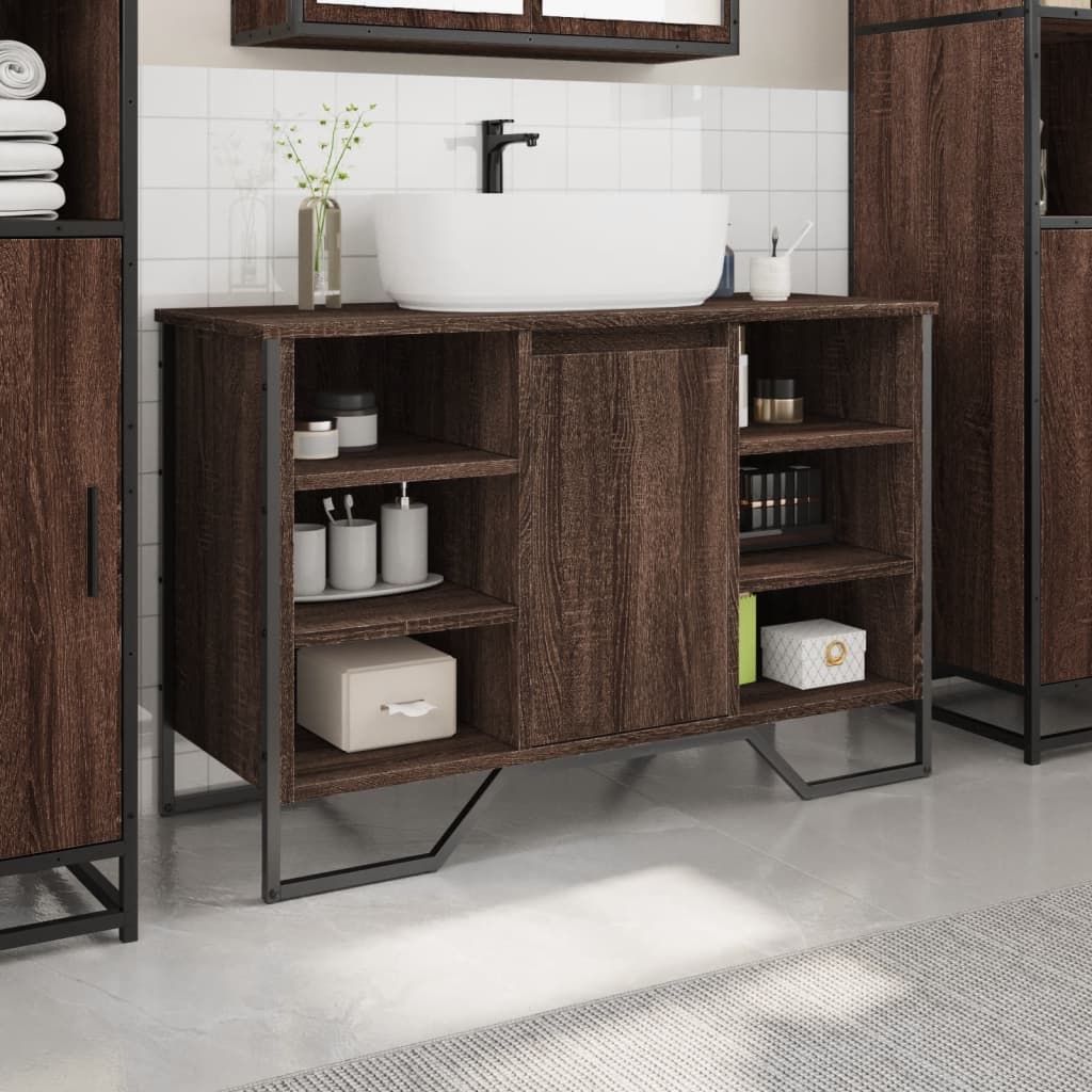 Washbasin Cabinet Brown Oak Look 91x35x60 cm