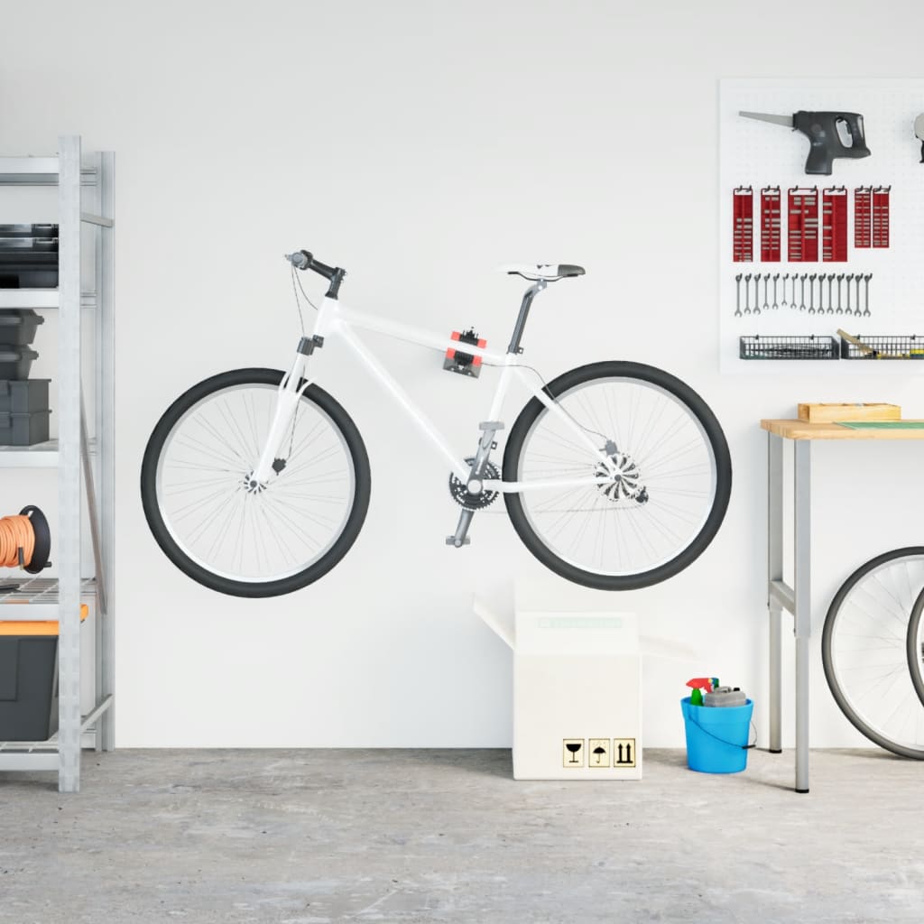 Bicycle Repair Stand Wall Mounted Foldable Red Black Steel