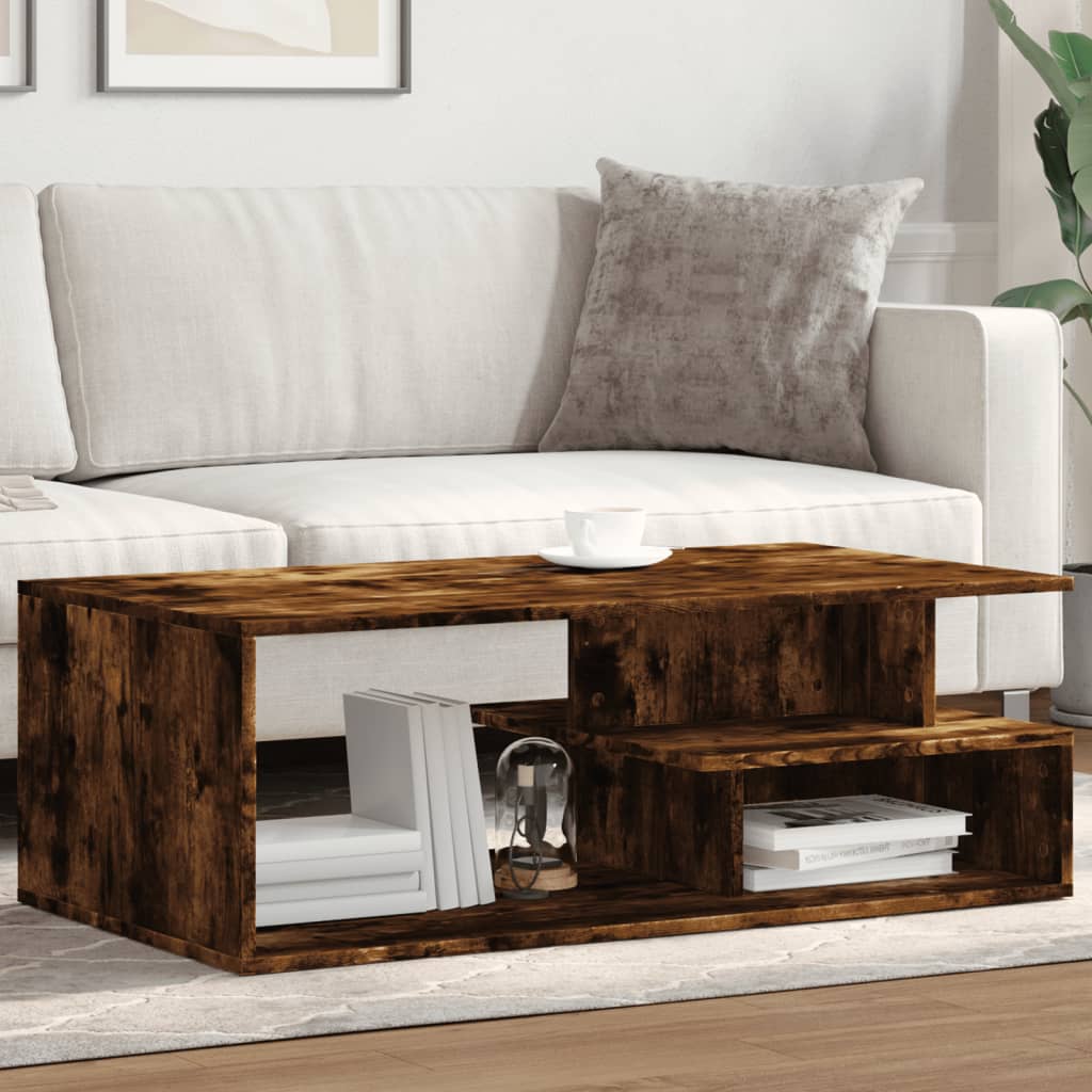 Coffee table smoked oak 102x55x35 cm wood material