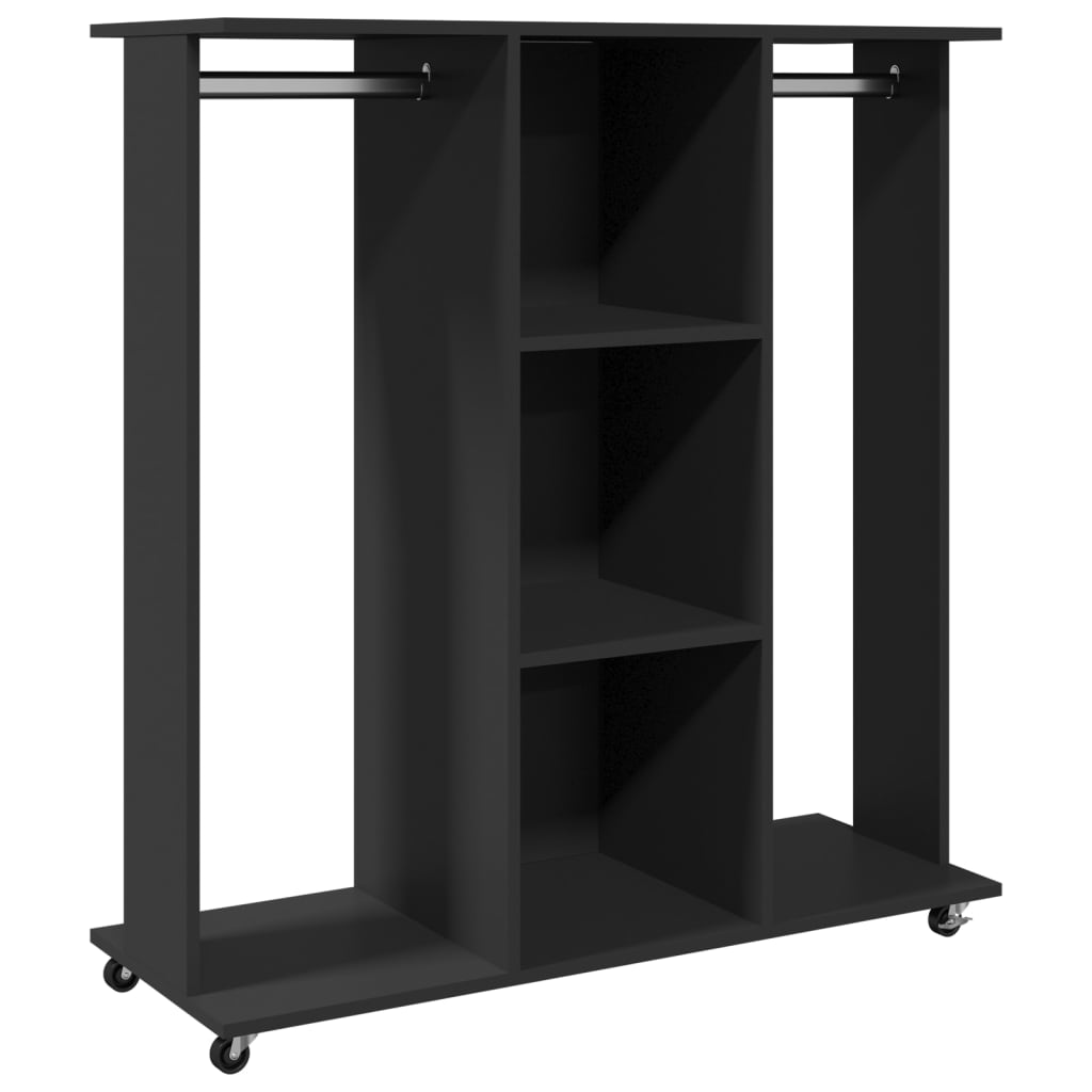 Clothes Rack with Wheels Black 102x38x110 cm Wood Material