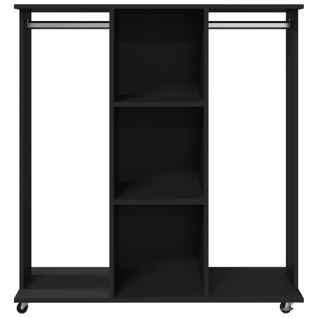 Clothes Rack with Wheels Black 102x38x110 cm Wood Material