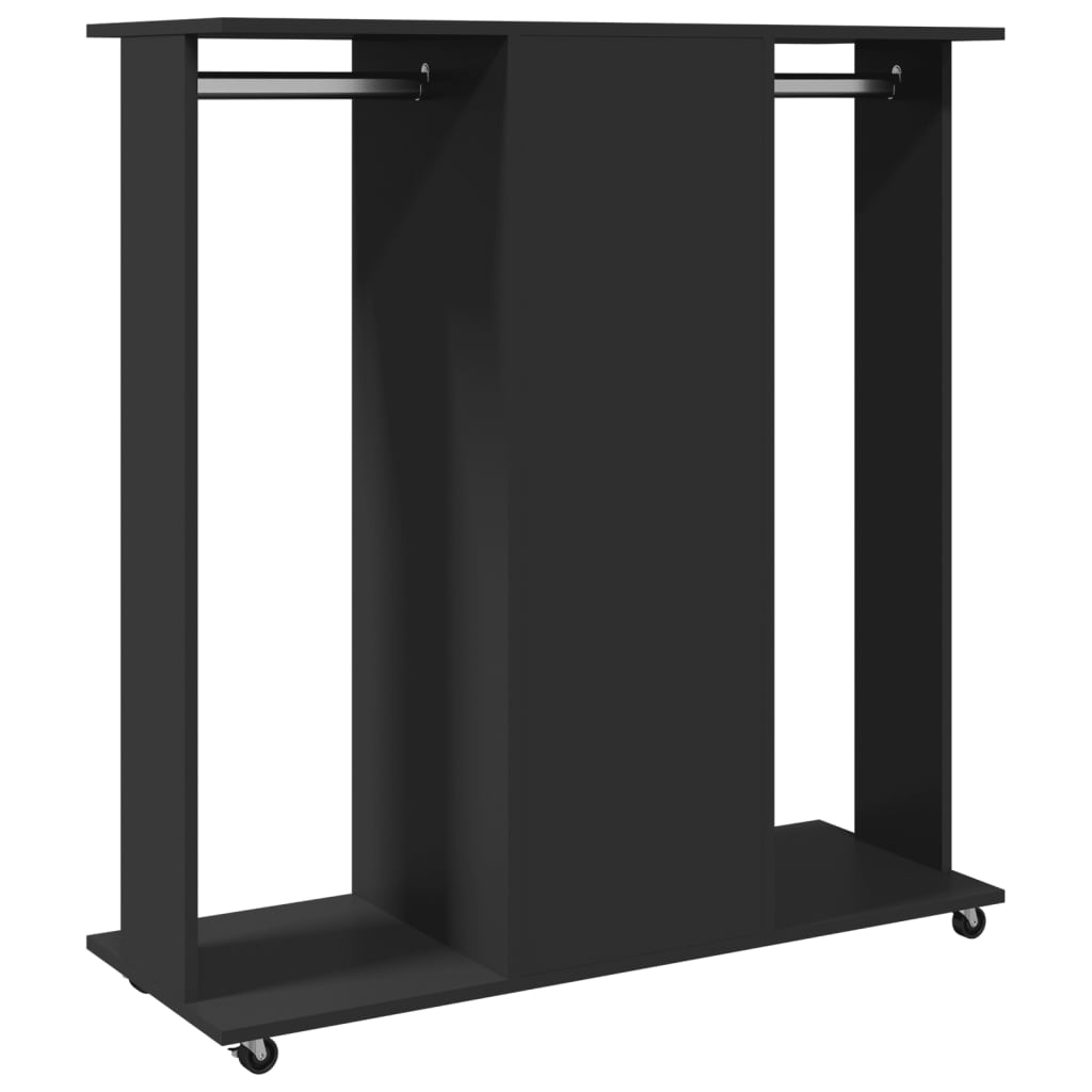 Clothes Rack with Wheels Black 102x38x110 cm Wood Material