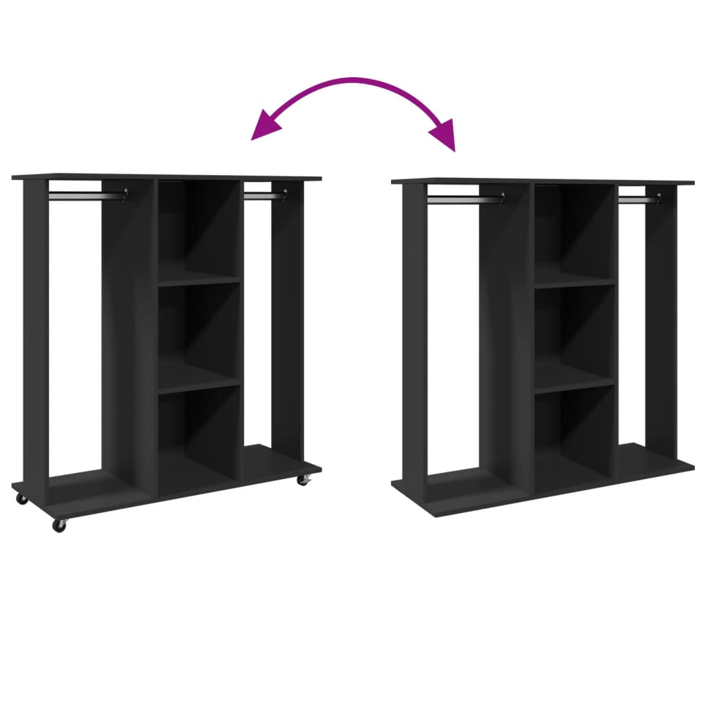 Clothes Rack with Wheels Black 102x38x110 cm Wood Material