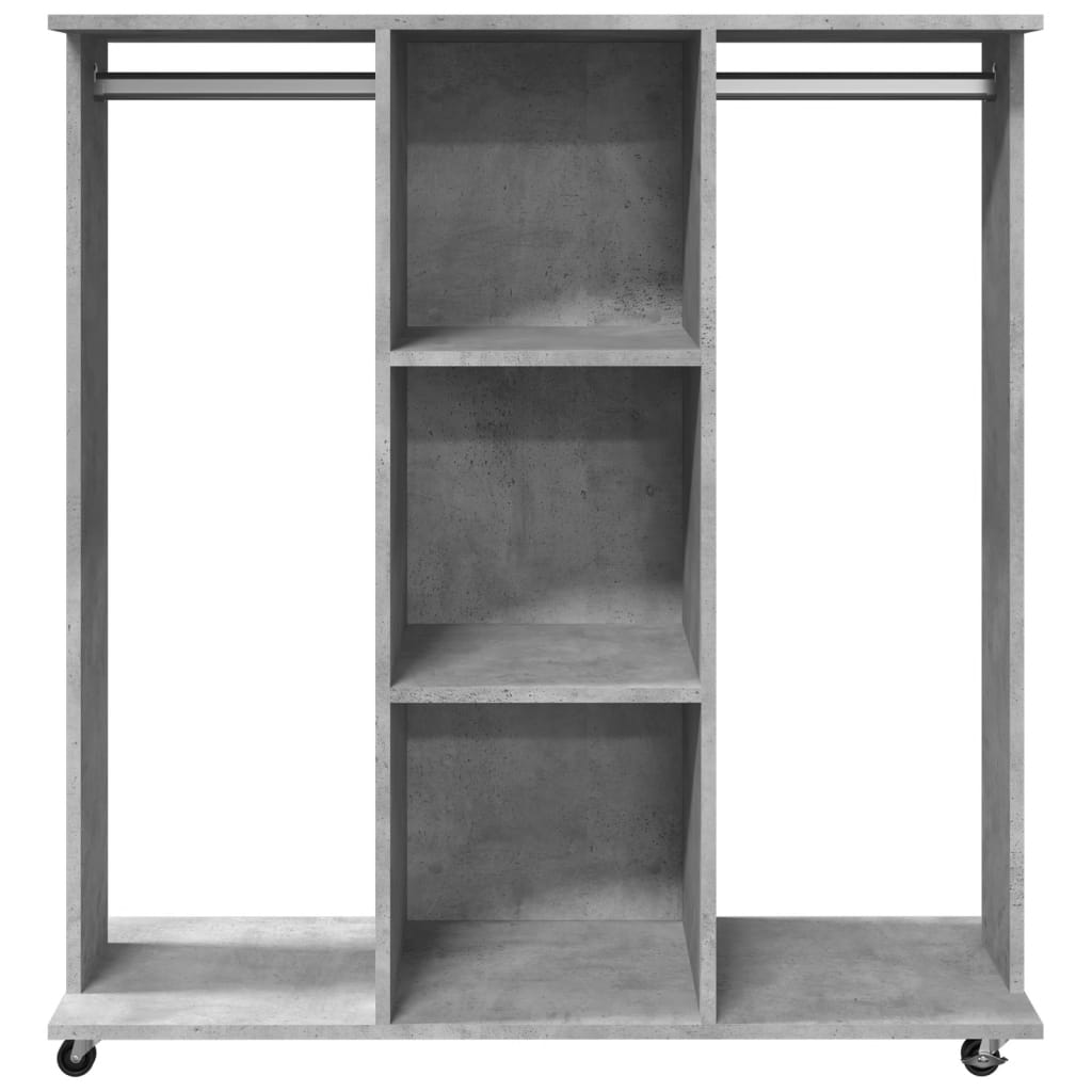 Clothes rack with wheels concrete grey 102x38x110 cm wood material