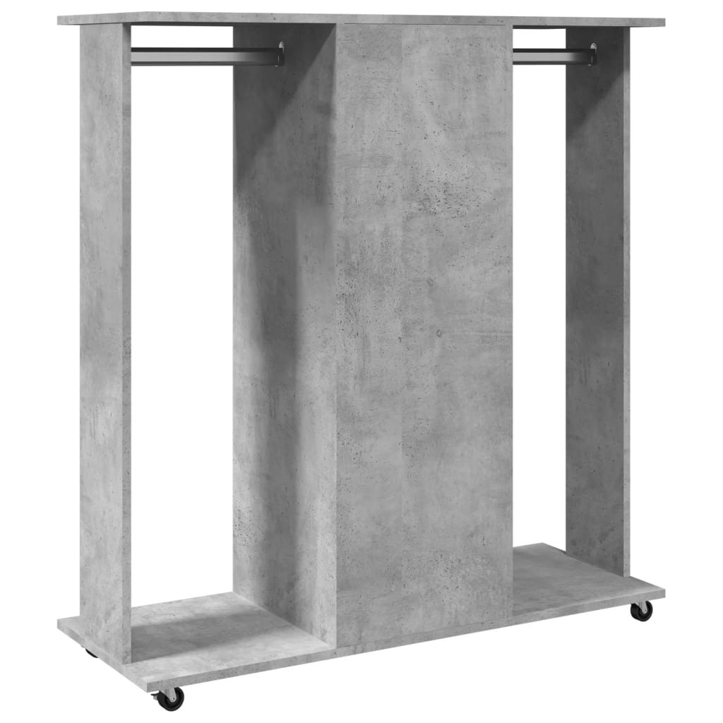 Clothes rack with wheels concrete grey 102x38x110 cm wood material