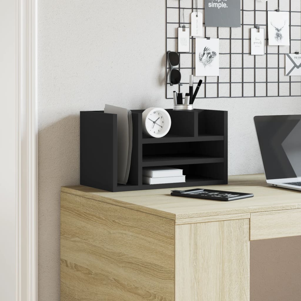 Organisateur de bureau noir 44,5x24x25 cm en bois
