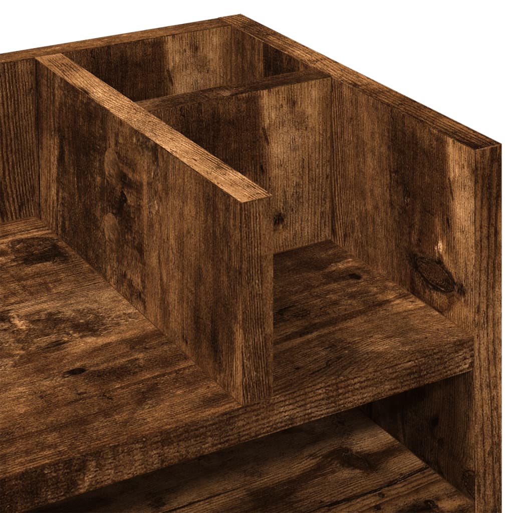 Organisateur de bureau chêne fumé 44,5x24x25 cm en bois