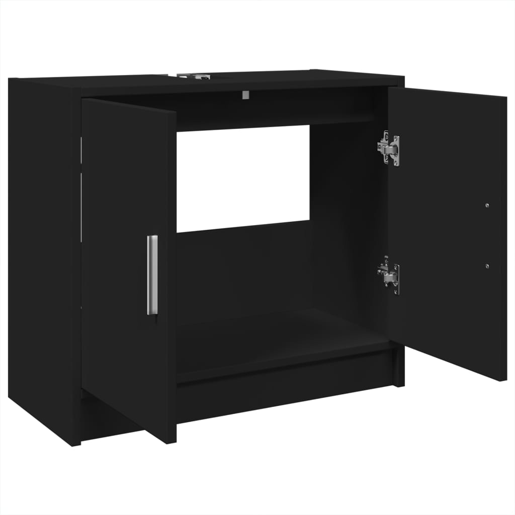 Washbasin Cabinet Black 63x29x55 cm Wood Material