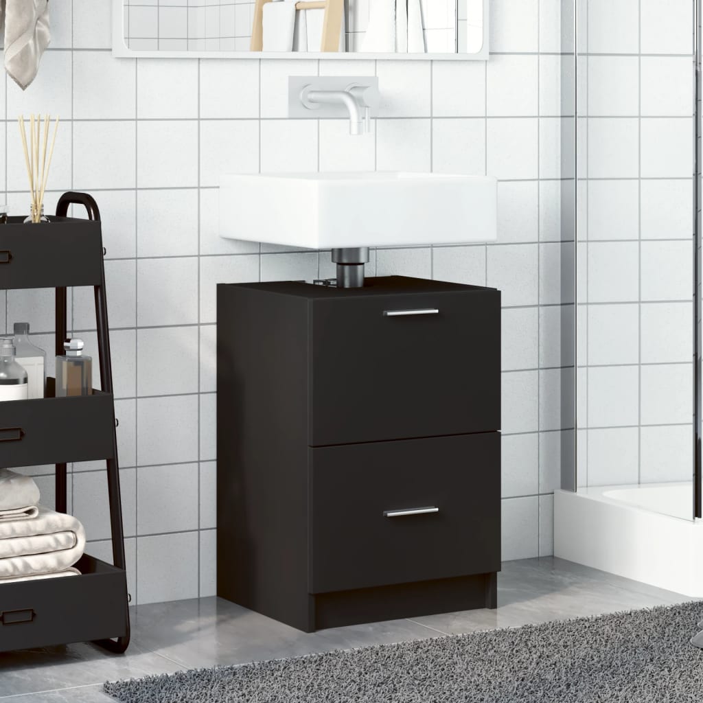 Washbasin Cabinet Black 40x37x59 cm Wood Material