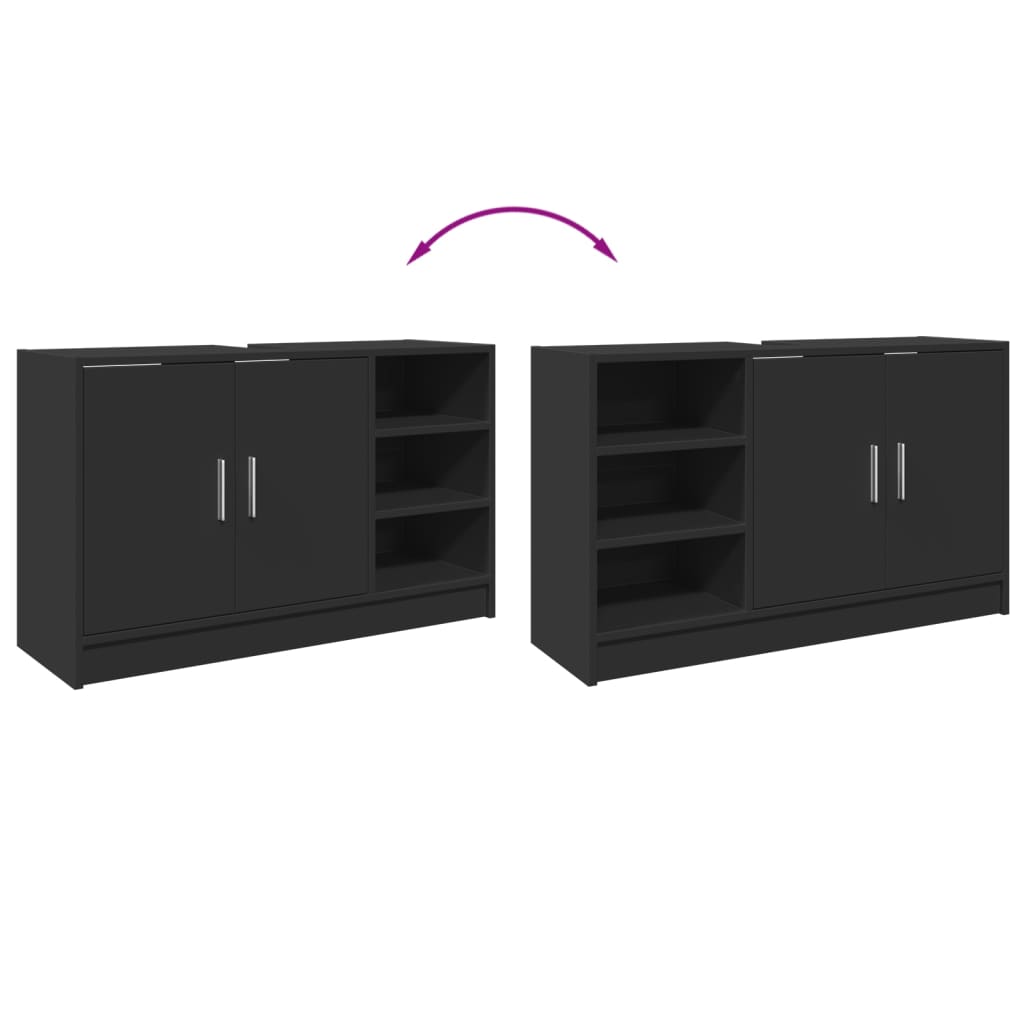 Washbasin Cabinet Black 90x29x55 cm Wood Material
