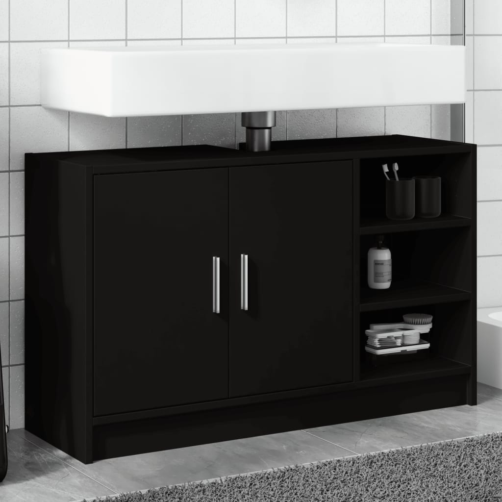 Washbasin Cabinet Black 90x29x55 cm Wood Material
