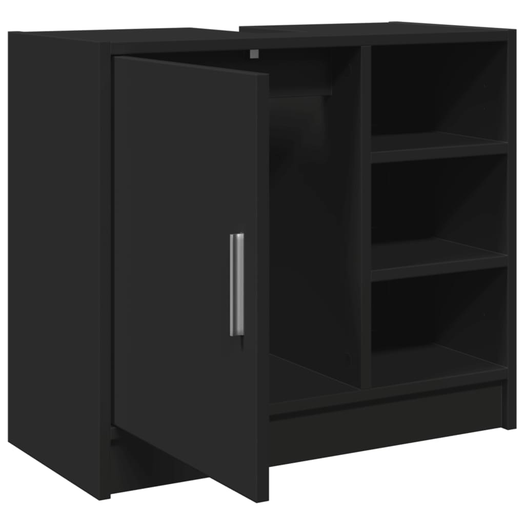 Washbasin Cabinet Black 63x29x55 cm Wood Material