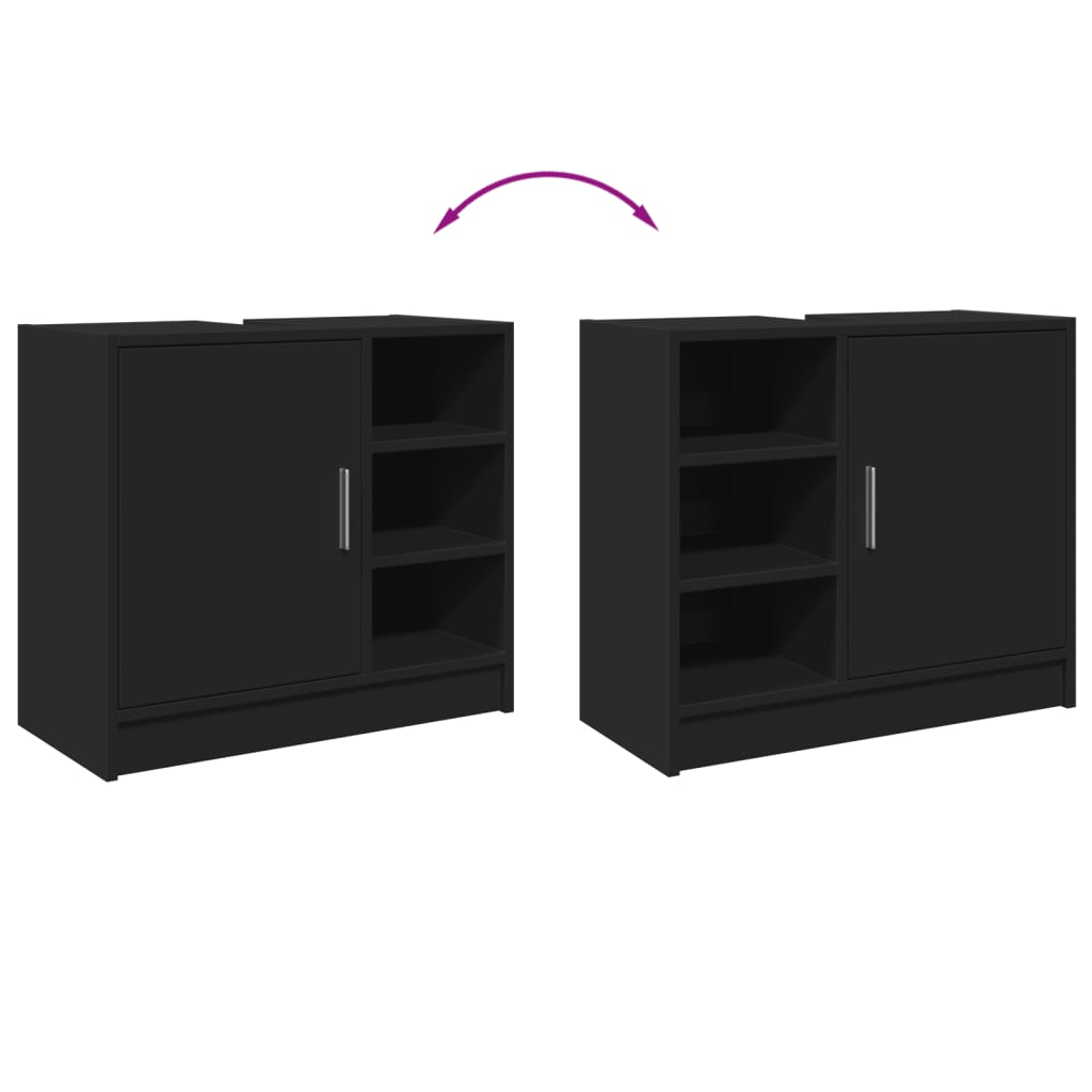 Washbasin Cabinet Black 63x29x55 cm Wood Material