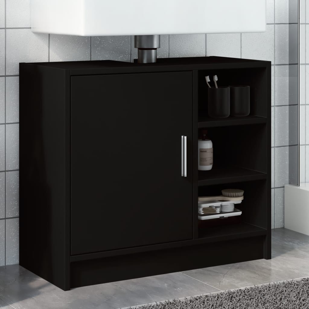 Washbasin Cabinet Black 63x29x55 cm Wood Material