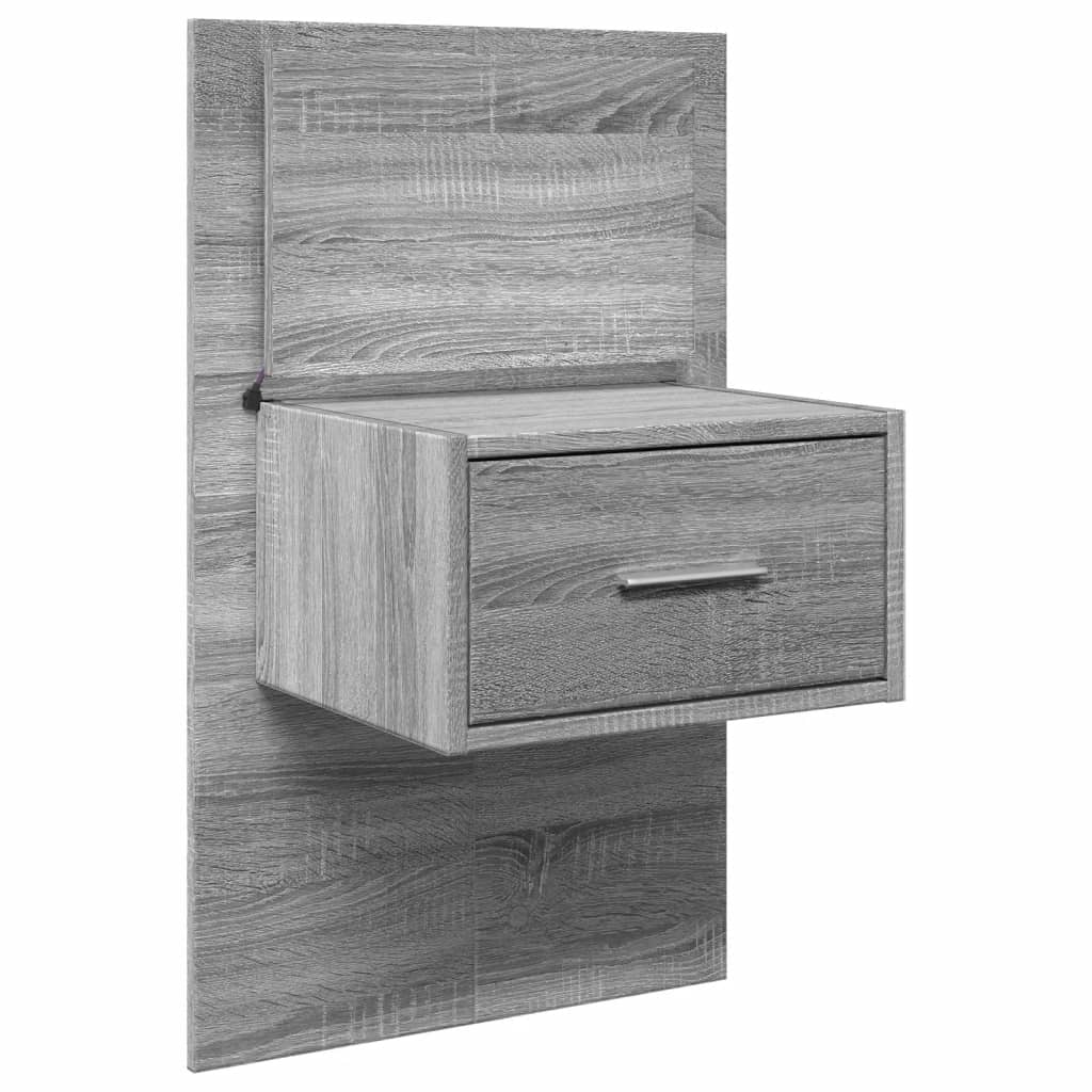 Wall-mounted bedside table with LED lights Gray Sonoma