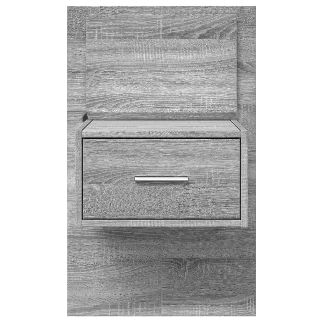 Wall-mounted bedside table with LED lights Gray Sonoma