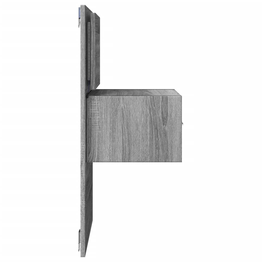 Wall-mounted bedside table with LED lights Gray Sonoma