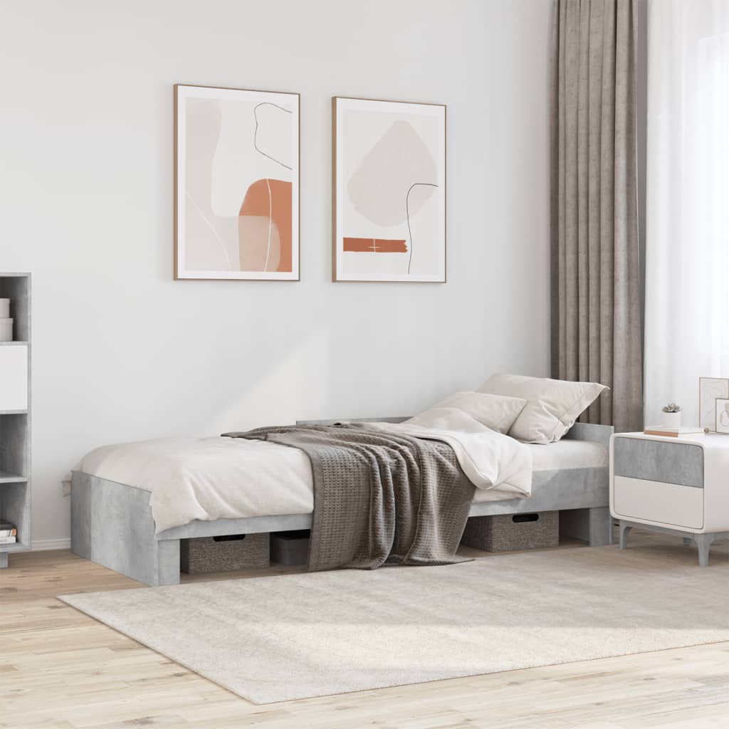 Bed frame concrete grey 90x190 cm wood material