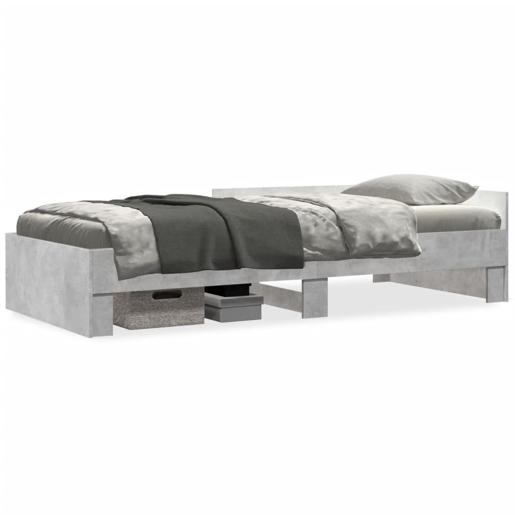 Bed frame concrete grey 75x190 cm wood material