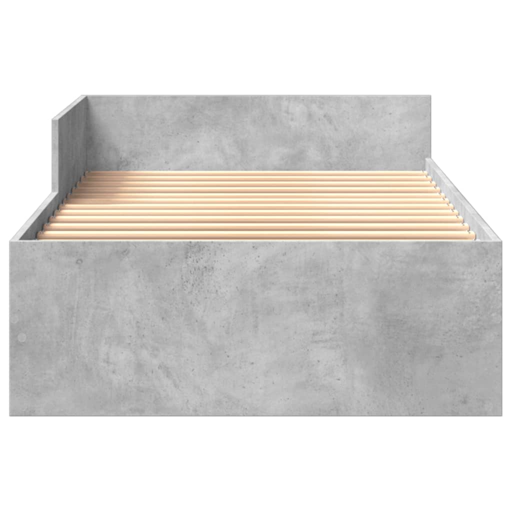 Bed frame concrete grey 75x190 cm wood material