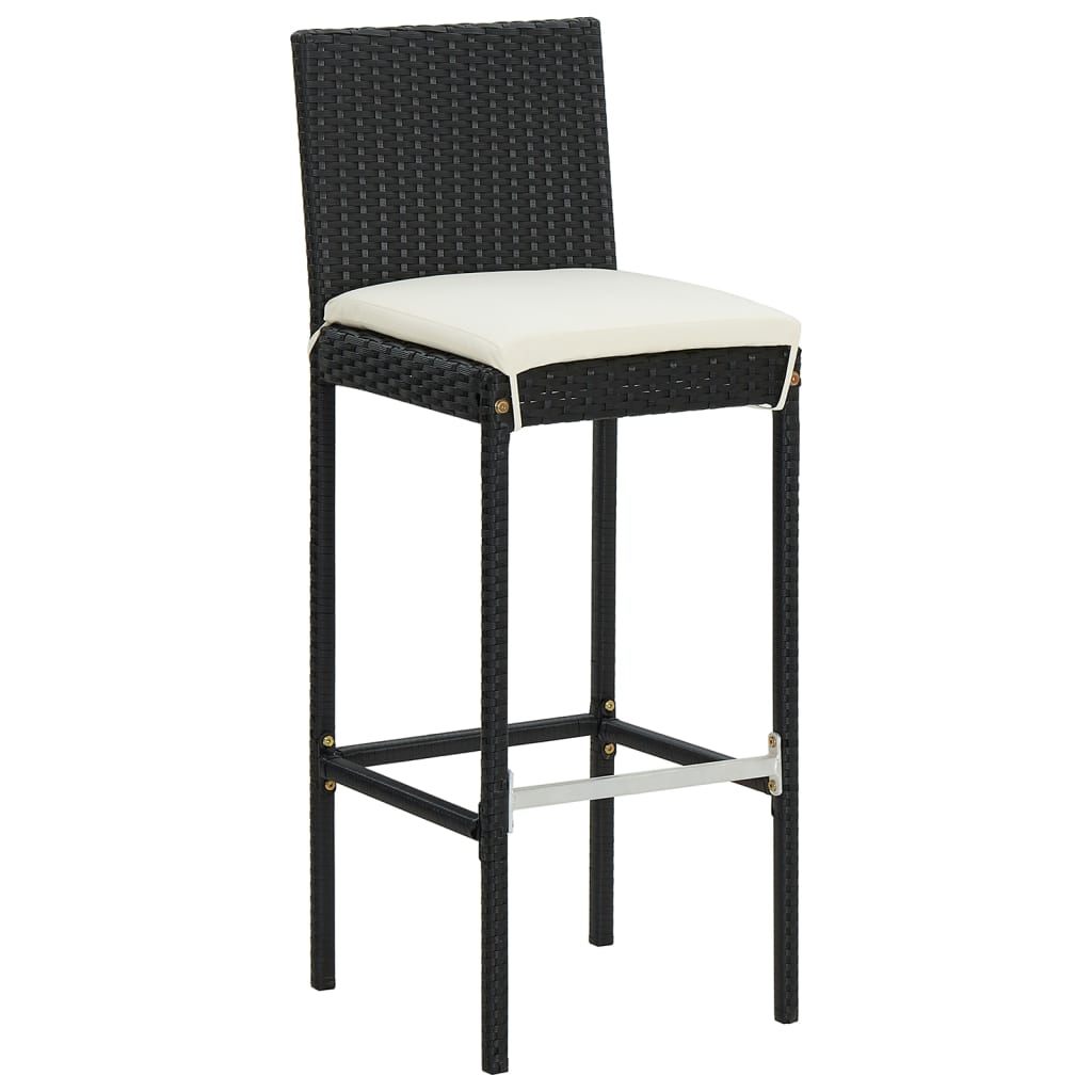 Ensemble de bar de jardin 5 pièces en bois d'acacia massif noir et polyrotin