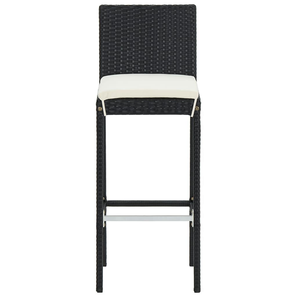 Ensemble de bar de jardin 5 pièces en bois d'acacia massif noir et polyrotin