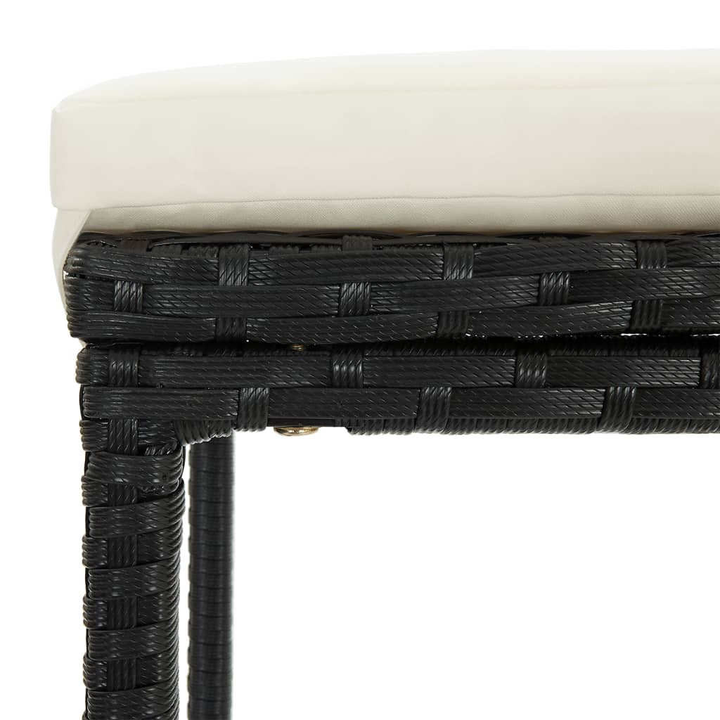 5-tlg. Gartenbar-Set Schwarz Massivholz Akazie und Poly Rattan