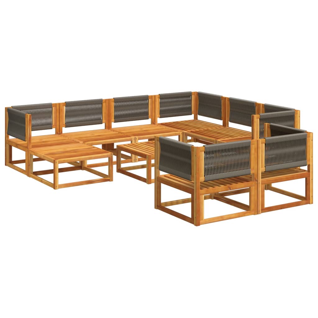 10-piece garden sofa set with cushions made of solid acacia wood