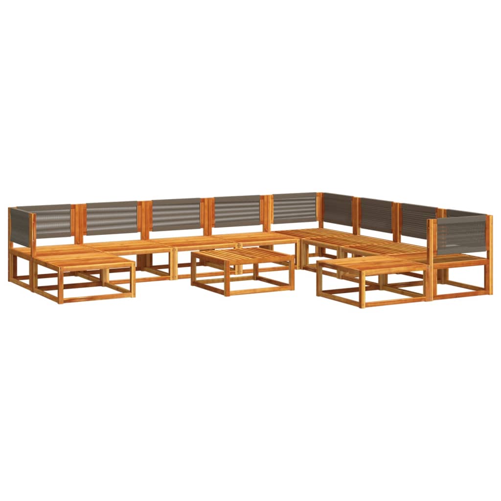 11-piece garden sofa set with cushions made of solid acacia wood