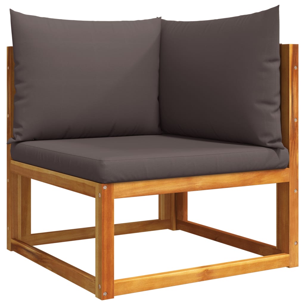 11-piece garden sofa set with cushions made of solid acacia wood