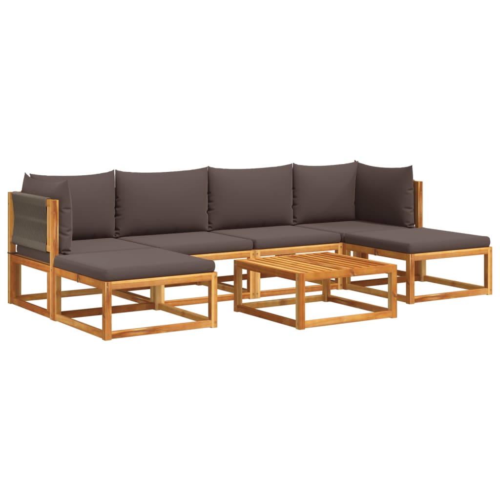 7-piece garden sofa set with cushions made of solid acacia wood