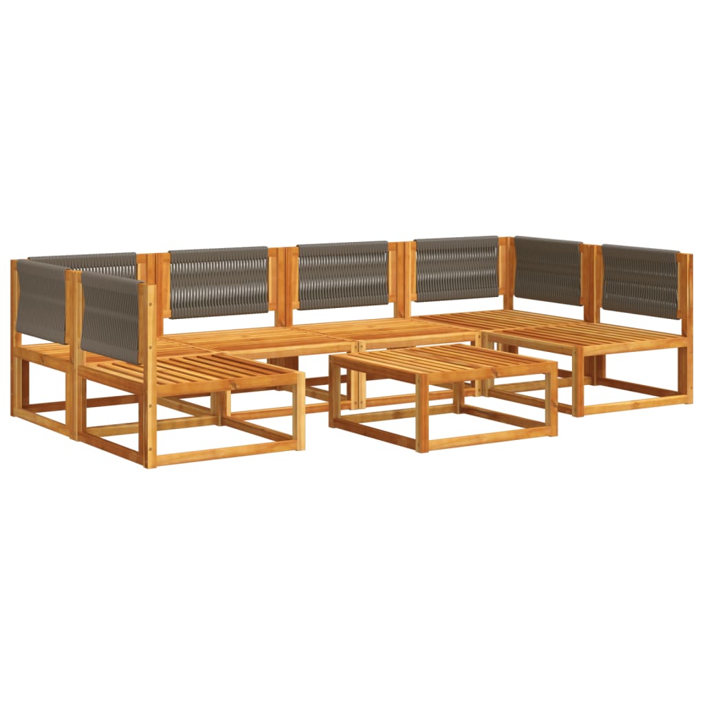 7-piece garden sofa set with cushions made of solid acacia wood