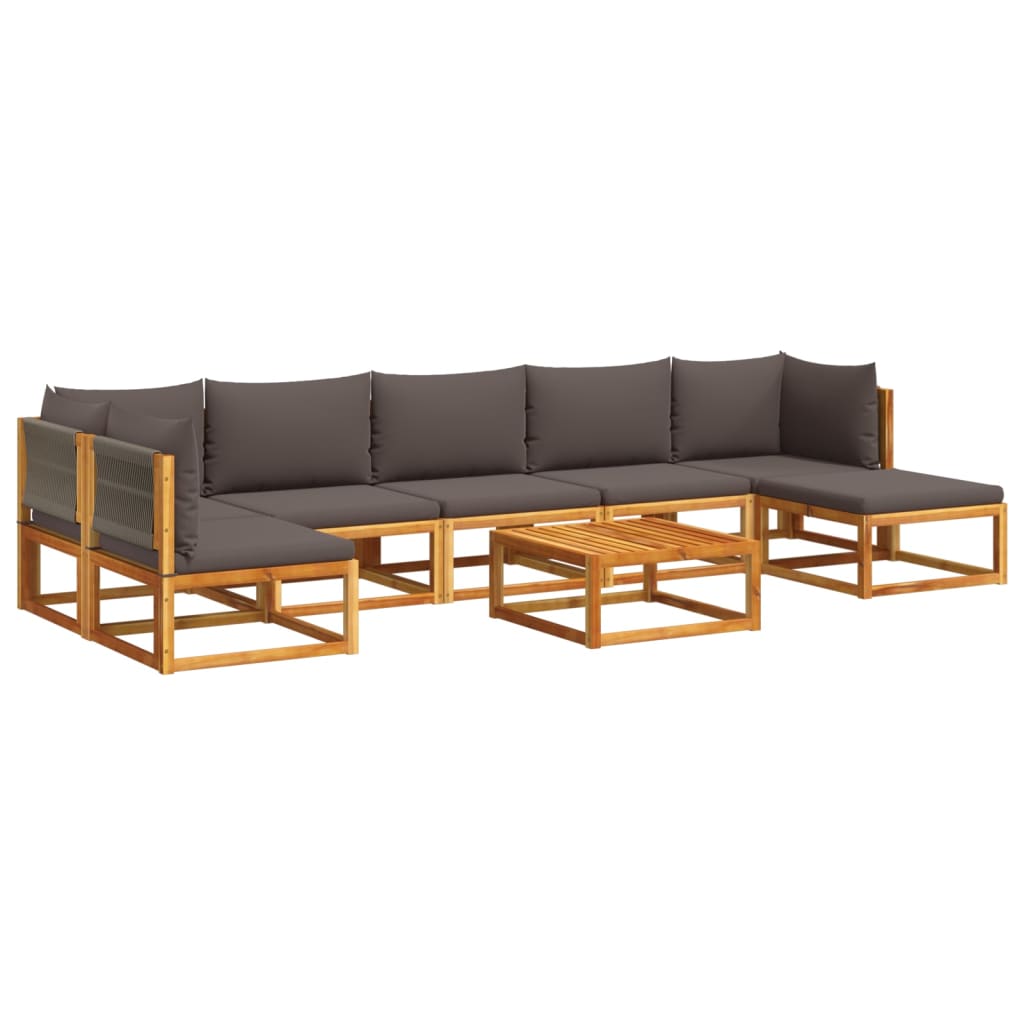 8-piece garden sofa set with cushions made of solid acacia wood