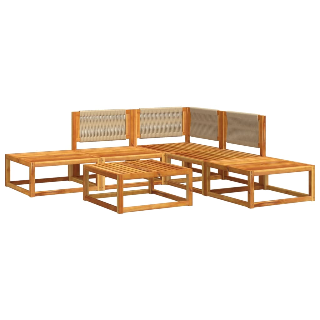 6-piece garden sofa set with cushions made of solid acacia wood