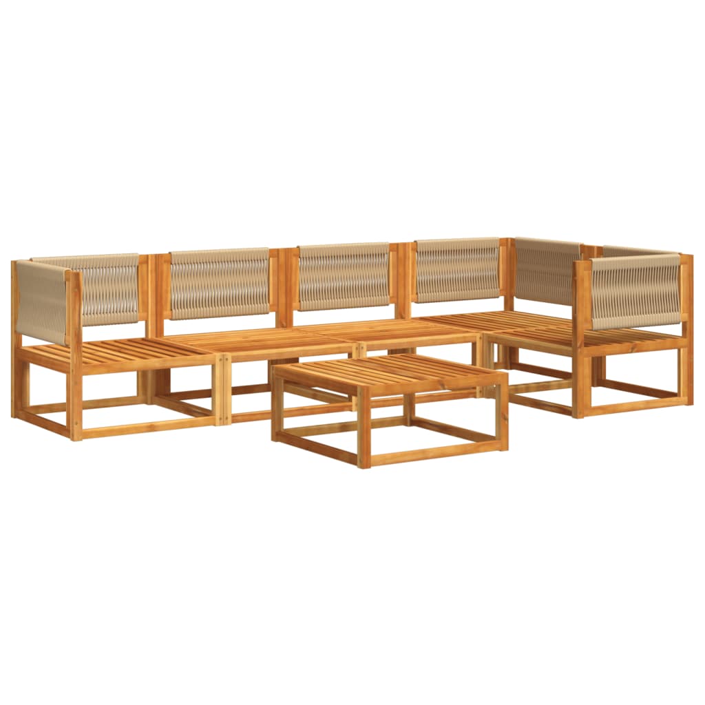 6-piece garden sofa set with cushions made of solid acacia wood