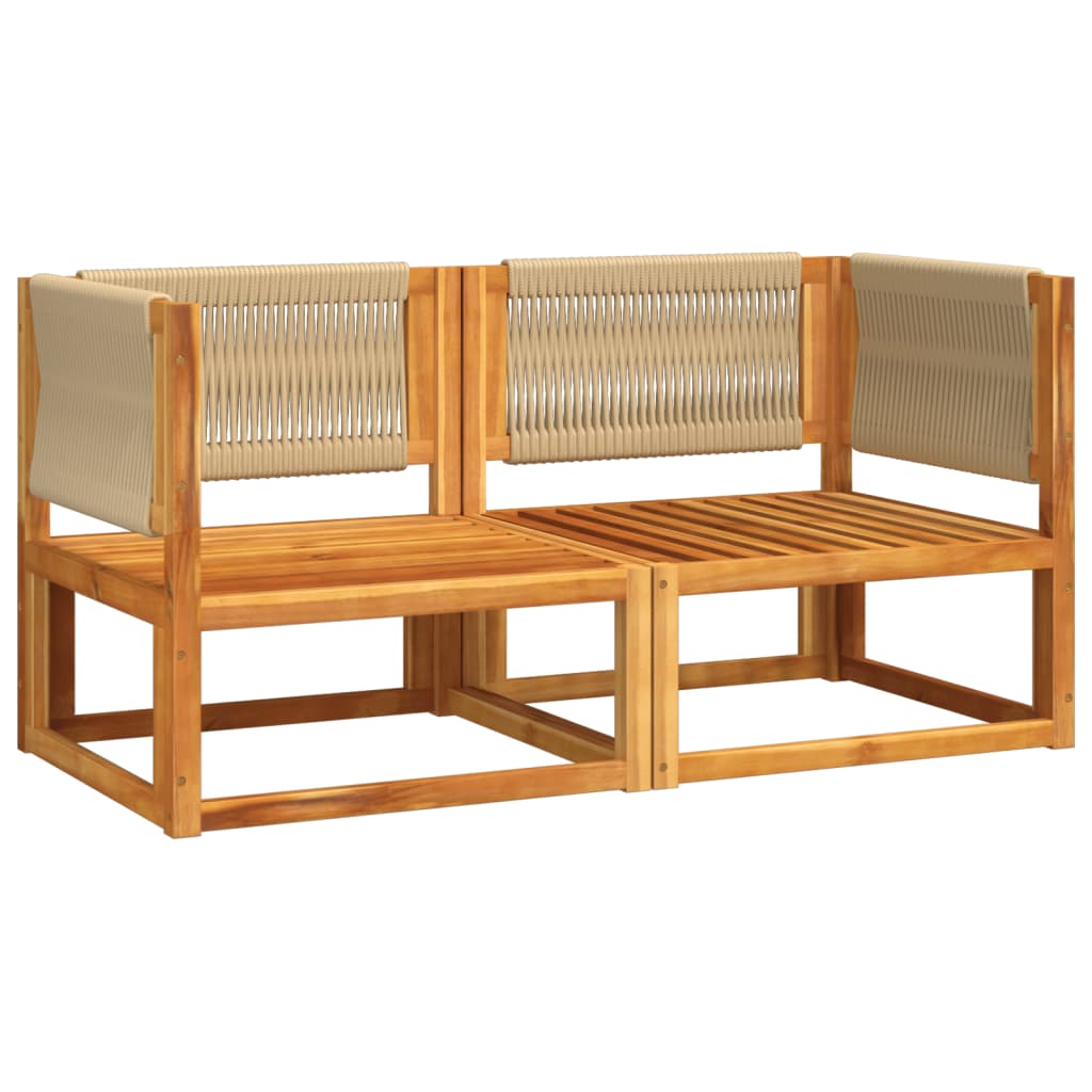 Gartensofas-Ecke mit Kissen 2 Stk. Holz Akazie & Seil